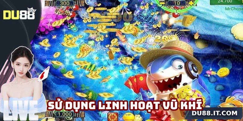 Nhiều loại súng đạn được tích hợp trong game bắn cá nhận tiền